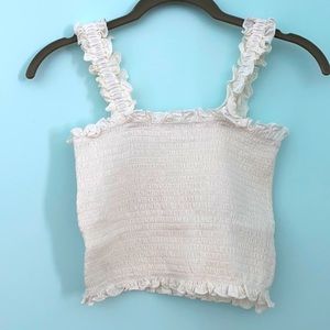 White ruffle tank